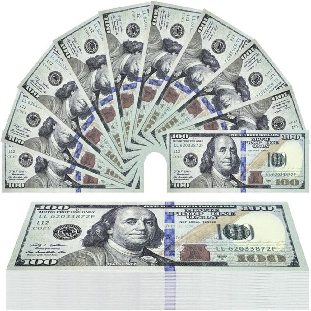 100 Pcs Realistic Prop Money $10,000 Bills for Kids and Adults Perfect ...