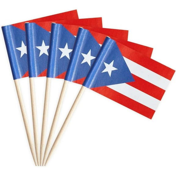 100 Pcs Puerto Rico Flag Puerto Rican Toothpick Flags Small Mini puerto rica Cupcake Toppers Stick Flags Decorations
