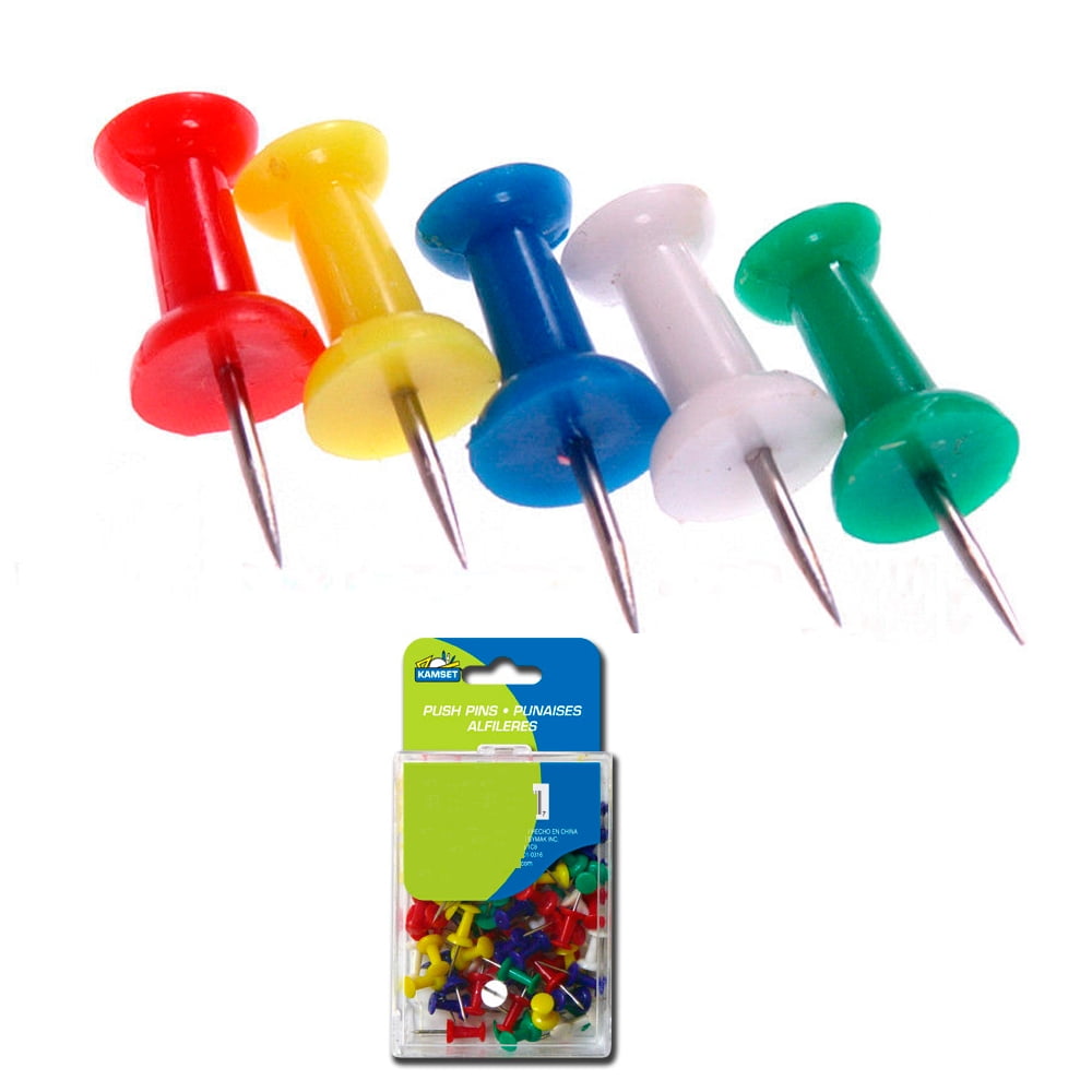 100 Pcs Push Pin Thumb Tack Multi Color 3/8 Drawing Cork Board Office  Pushpin