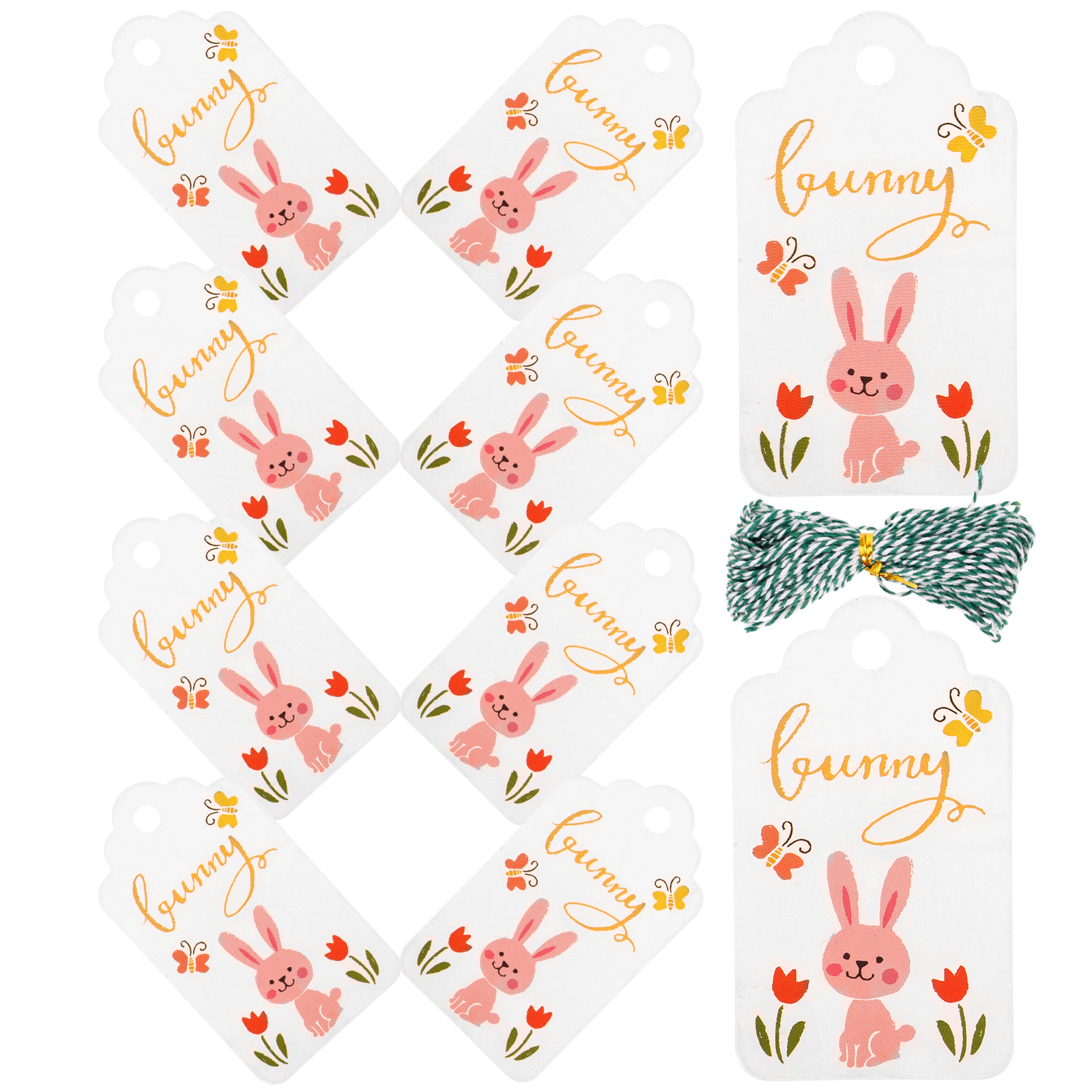 100 Pcs Rabbit Labels Tag Gift The Easter Party Decorations Bunny Tags
