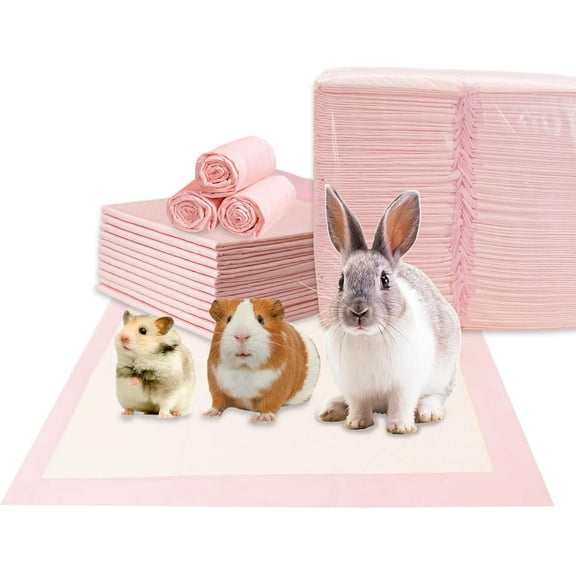 100 Pcs Rabbit Pee Pads,18"× 13" Thicken Disposable Cage Liner Odor-Control, Leak-Proof Pet Potty Pads Training Accessories with Quick-Dry Surface for Bunny Rabbit Puppy Small Animals