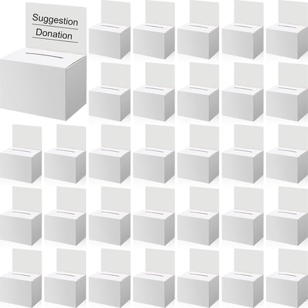 100 Pcs Raffle Ballot Box with Slot Suggestion Ticket Donation Box for Fundraising Collecting Card Voting Contest, 6.5 x 4.5 x 4.5''(White)