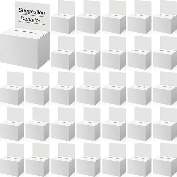 100 Pcs Raffle Ballot Box with Slot Suggestion Ticket Donation Box for Fundraising Collecting Card Voting Contest, 6.5 x 4.5 x 4.5''(White)