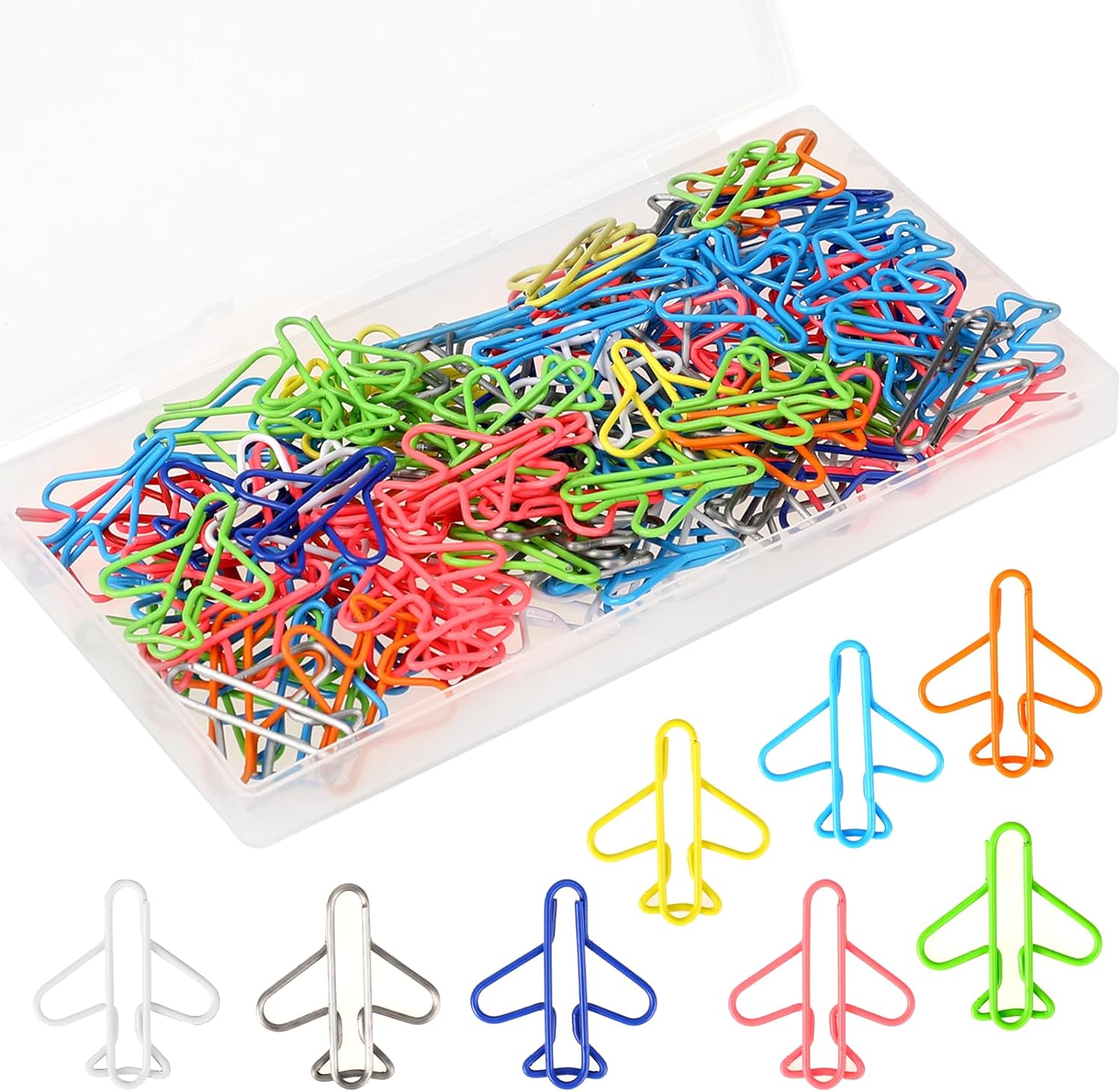 100 Pcs Rainbow Creative Paper Clips Funny Cute Paper Clips Airplane