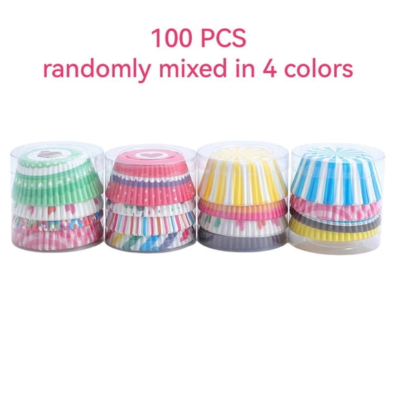 100 Pcs Rainbow Cupcake Liners, 2in Greaseproof Baking Cups for Muffins, Non-Stick Food-Grade Paper, Multi-Color Pastel Design