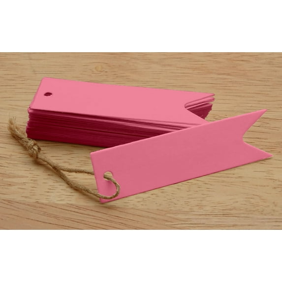 100 Pcs Rectangular Shape Cardstock Bonbonniere Wedding Favor Tags Blank Hang Tag with Free Natural Jute Twine - Colors Available