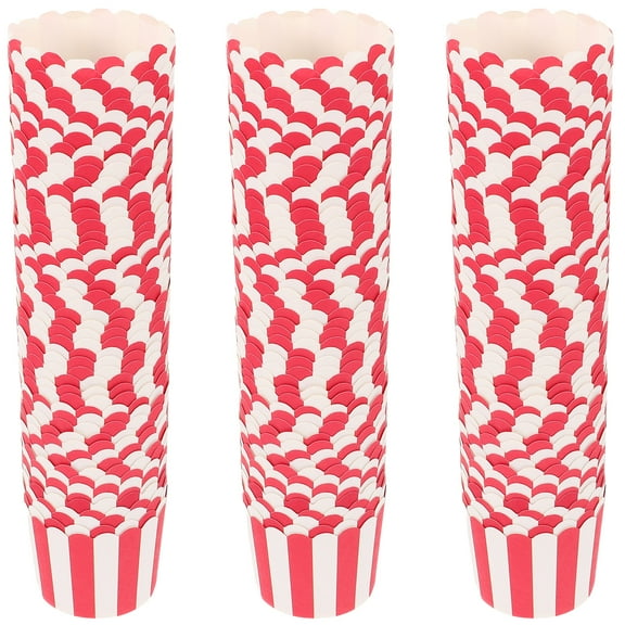 100 Pcs Red Dessert Wrapping Paper Cups for Mini Cakes Muffins Cartoon Design Baking Liners Cupcake Holders