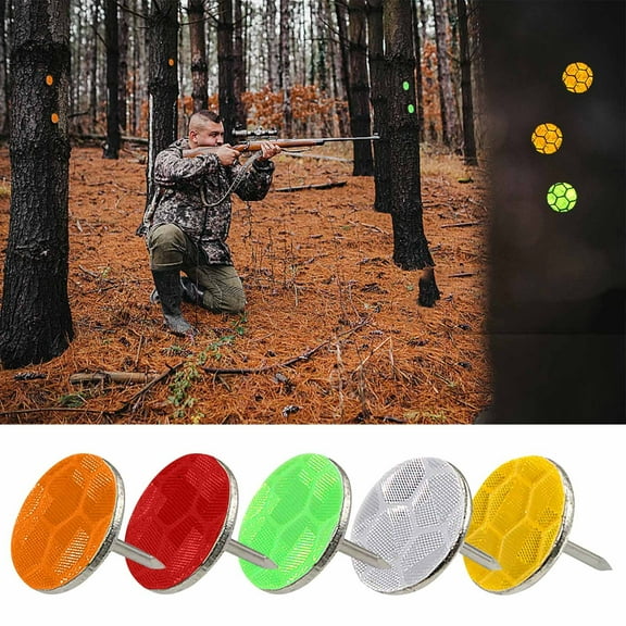 100 Pcs Reflective Tacks Trail Marking Tacks Reflective Trail Tacks Glow Tacks Reflective Trail Markers Mark Trail Reflective Thumb Tacks for Hunting Hiking Camping Tree Stand