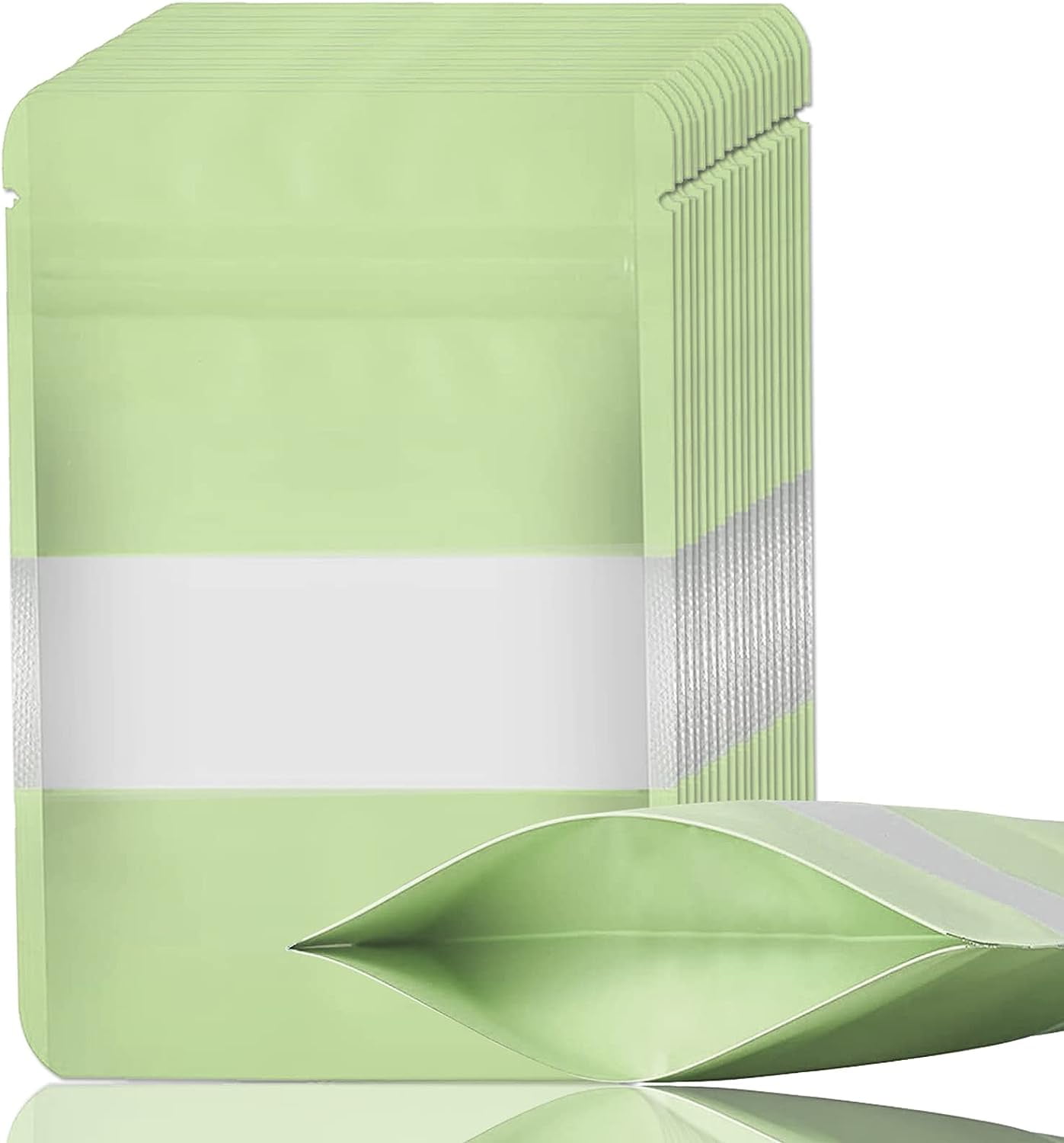 100 Pcs Resealable Bags, Standup Food Storage Bags with Clear Window