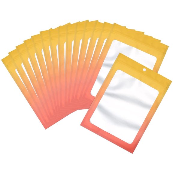 100 Pcs Resealable Mylar Bags, Gradient Color Food Storage Bags, Zip Bag Foil Bags Packaging Pouch for Food Storage, Sample, Small Business (Yellow Orange, 4 X 6 Inch)