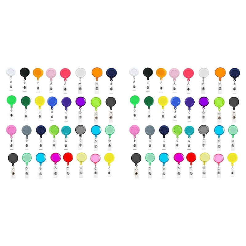 100 Pcs Retractable Badge Reel Clips Holder Mixed Solid Color Nurse Students Doctor ID Badge Holder for Hanging ID Card