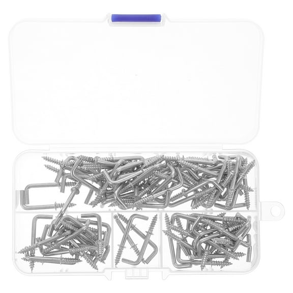 100 Pcs Right Angle Screw Hook Small Hooks for Hanging Metal 7 Shape Screws Ceiling