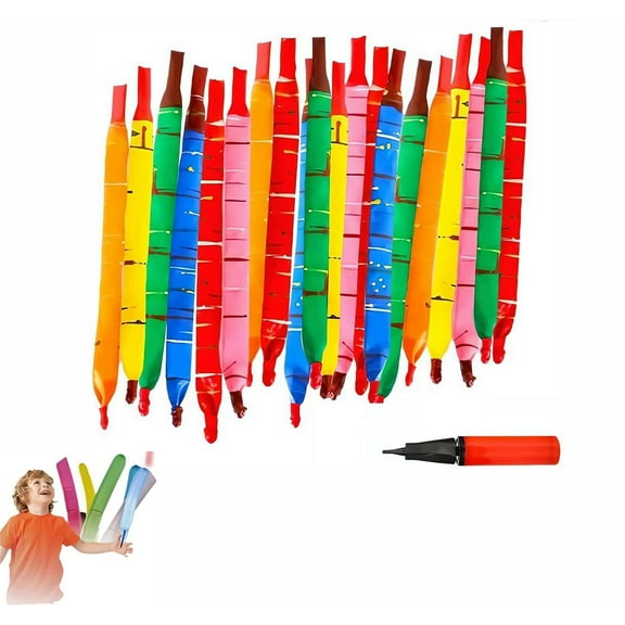 100 Pcs Rocket Balloons With Pump, 40-Inch Whistling Flying Party Balloons, Colorful Screaming Ballloons, Outdoor Kids Toys For Birthdays & Events