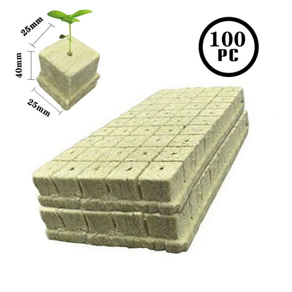 100 Pcs Rockwool Cubes, MODANU 1.57" Rock Wool Planting Cubes, Rock Wool for Hydroponic Growing, Perfect for Rooting, Cuttings, Cloning Plants, Seed Germination