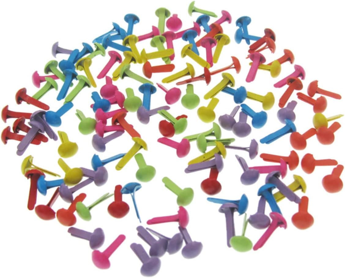 100 Pcs Rose Paper Fasteners Tool Box for Kids Mini Brads for Paper