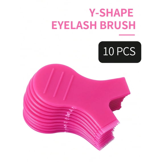 100 Pcs Rose Red Y Shape Eyelash Brush Reusable Plastic Clean Grafted Eyelashes Lifting Curler Eyelash Extension Perm Eyelash Comb Tools