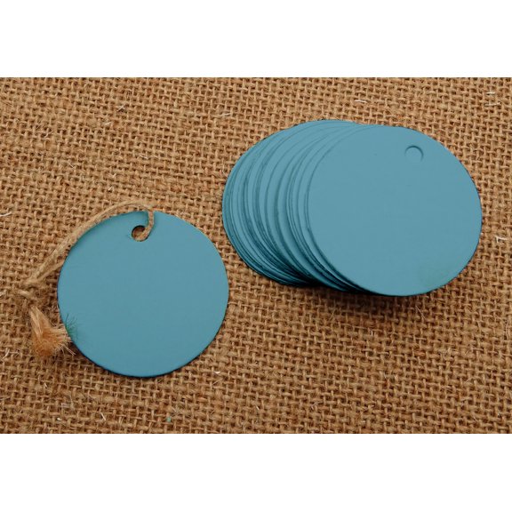 100 Pcs Round Blank Cardstock Hang Tag Wedding Party Favor Gift Tags With Free Natural Jute Twine - Colors Available
