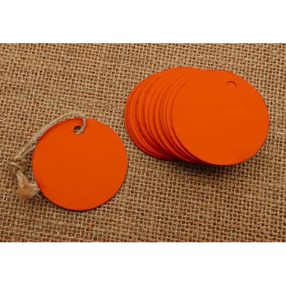 100 Pcs Round Blank Cardstock Hang Tag Wedding Party Favor Gift Tags With Free Natural Jute Twine - Colours Available