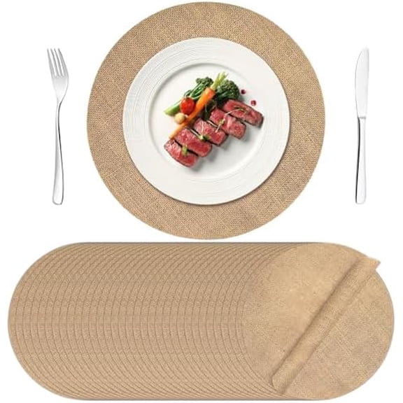 100 Pcs Round Burlap Placemats 11.8 Inch Bulk Burlap Reusable Placemats Circle Brown Table Mats Rustic Table Decorations for Dinner Wedding Farmhouse Table Decor$$Home Decor, Kitchen, & Other