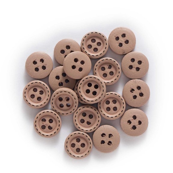 100 Pcs Round Dotted Line Wood Buttons Handwork Sewing Scrapbooking Clothing Crafts Accessories Gift Card DIY Handmade 10mm