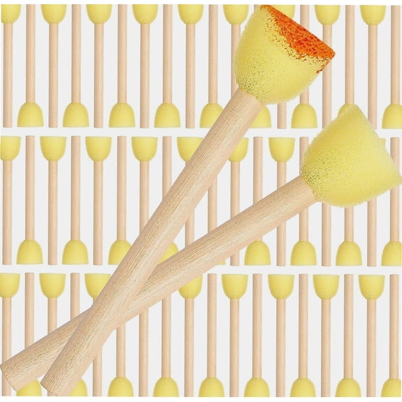 100 Pcs Round Sponge Foam Brush Paint Sponge Brush Small Sponge Paint Brush Wooden Handle Brush Sponge Painting Tools for Kids DIY Painting Crafts (0.6 Inch)