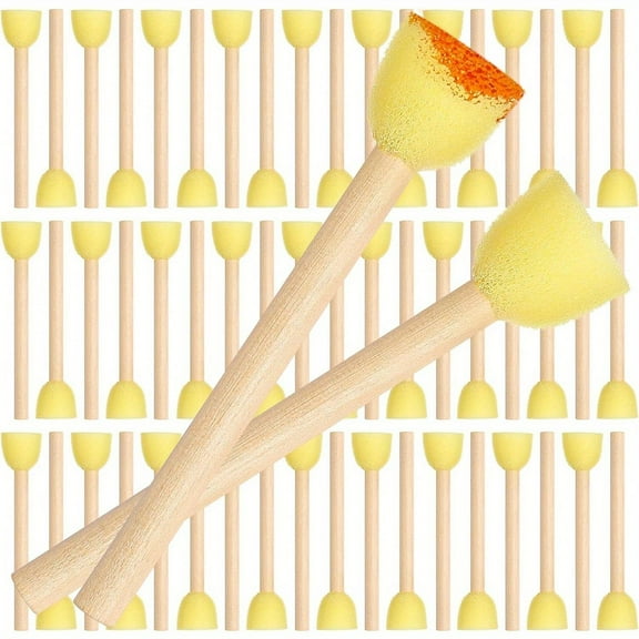 100 Pcs Round Sponges Foam Brush Set, Sponge Painting Stippler Set, Paint Sponge Brushes With Wooden Handle, Diy Painting Tools Stippling Kits For Arts And Crafts Acrylic Painting (0.6 Inch) Sports &