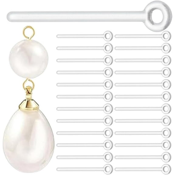 100 Pcs Safety Non-Allergenic Plastic Earring Posts Ear Wire Anti Allergy Posts with Parallel Ring Resin Stud Earring Findings DIY Jewelry Making for Sensitive Ears diy