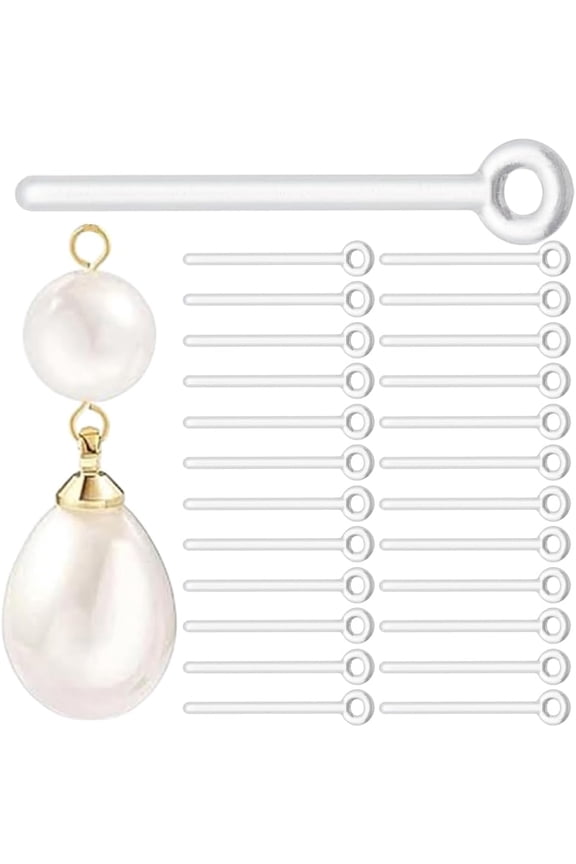 100 Pcs Safety Non-Allergenic Plastic Earring Posts Ear Wire Anti Allergy Posts with Parallel Ring Resin Stud Earring Findings DIY Jewelry Making for Sensitive Ears