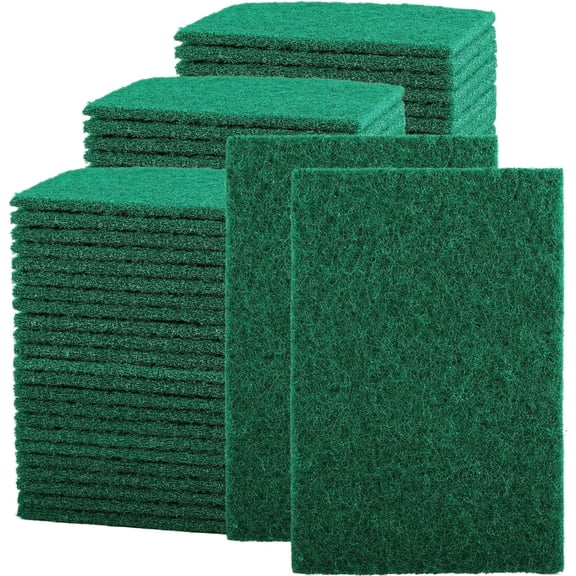 100 Pcs Scouring Pads,Heavy Duty Scour Pads,Dish Scrubber Scouring Pads,Non Scratch Scrubber Pads,Reusable Green Household Scrub Pads for Dishes Kitchen Scrubbers & Metal Grills,3x4in