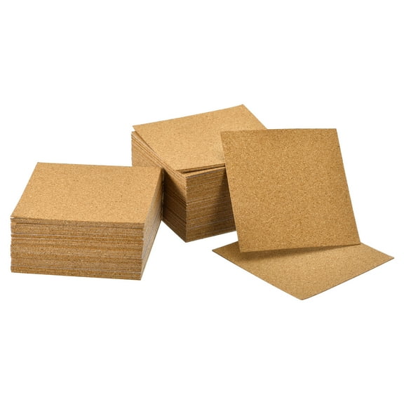 100 Pcs Self-Adhesive Cork Square, 4" Cork Tiles Backing Sheets Cork Coasters for DIY Crafts