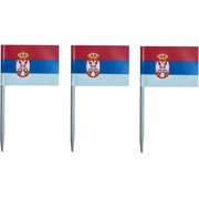 100 Pcs Serbia Flag Serbian Toothpick Flags, Small Mini Stick Cupcake Toppers Serbian Flags,Country Picks Party Decoration Celebration Cocktail Food Bar Cake Flags