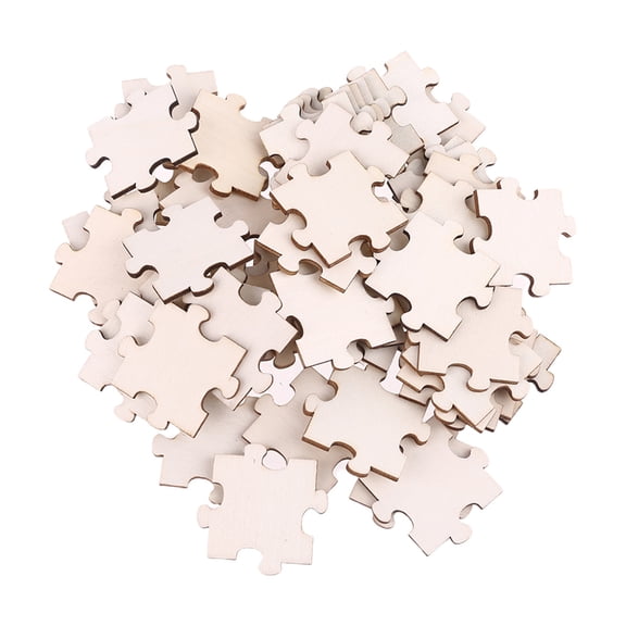 100 Pcs/Set Unfinished Wooden Jigsaw Freeform Blank Puzzles Pieces for DIY Art Crafts Card Making