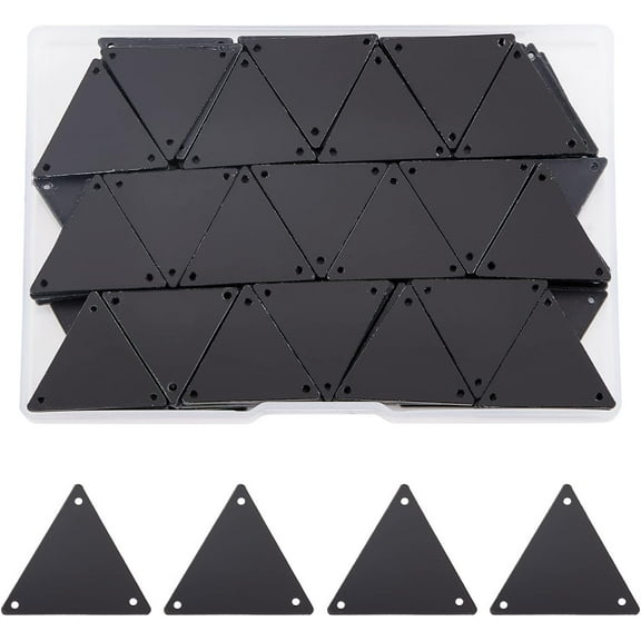 100 Pcs Sew on Mirror Rhinestones Black Triangle Shape Sew on Acrylic for Costume Evening Dresses Cloth Garment Decoration Accessory 28x25mm for DIY