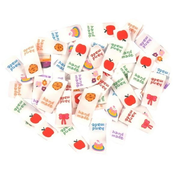 100 Pcs Sewing Labels Personalized Tags Handmade Woven Fabric Labels for Handmade Items Clothing Knitting Quilting Hat Scarf Garment Sewing Crafts