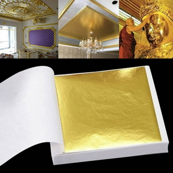 100 Pcs Sheets Pure 24K Gold Foil Leaf Anti-Aging Gilding For Food Decorations Handmade DIY Scrapbooking Craft Decoration