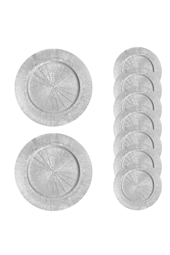 100 Pcs Silver Charger Plates Bulk, 13 Inch Round Plastic Chargers for Weddings, Holiday Parties, Baby Showers, Reusable Table Setting Decor
