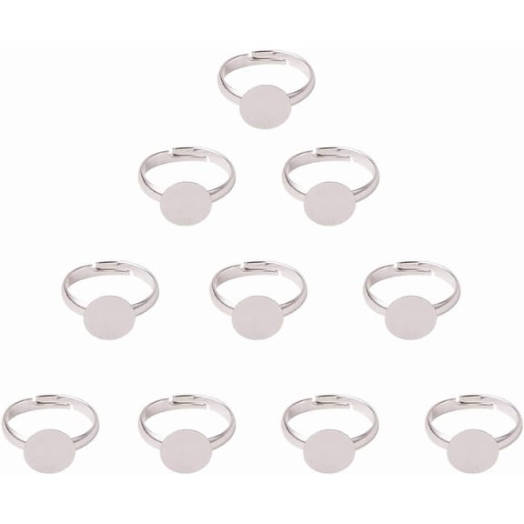 100 Pcs Silver Color Blank Ring Pad Ring Components Brass Adjustable Ring Bases Findings for DIY Making