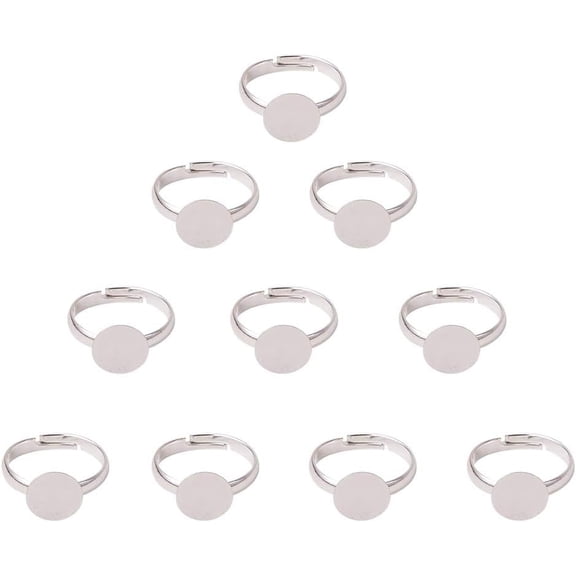 100 Pcs Silver Color Blank Ring Pad Ring Components Brass Adjustable Ring Bases Findings
