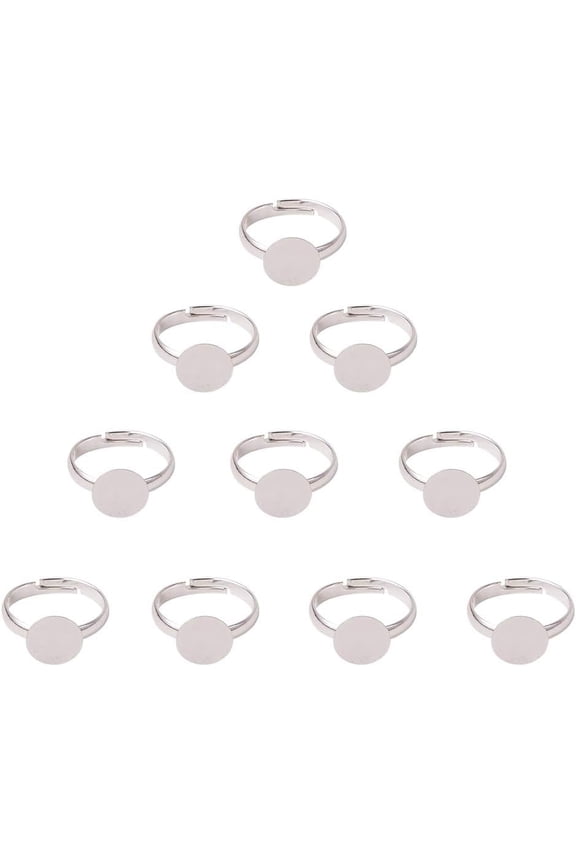 100 Pcs Silver Color Blank Ring Pad Ring Components Brass Adjustable Ring Bases Findings