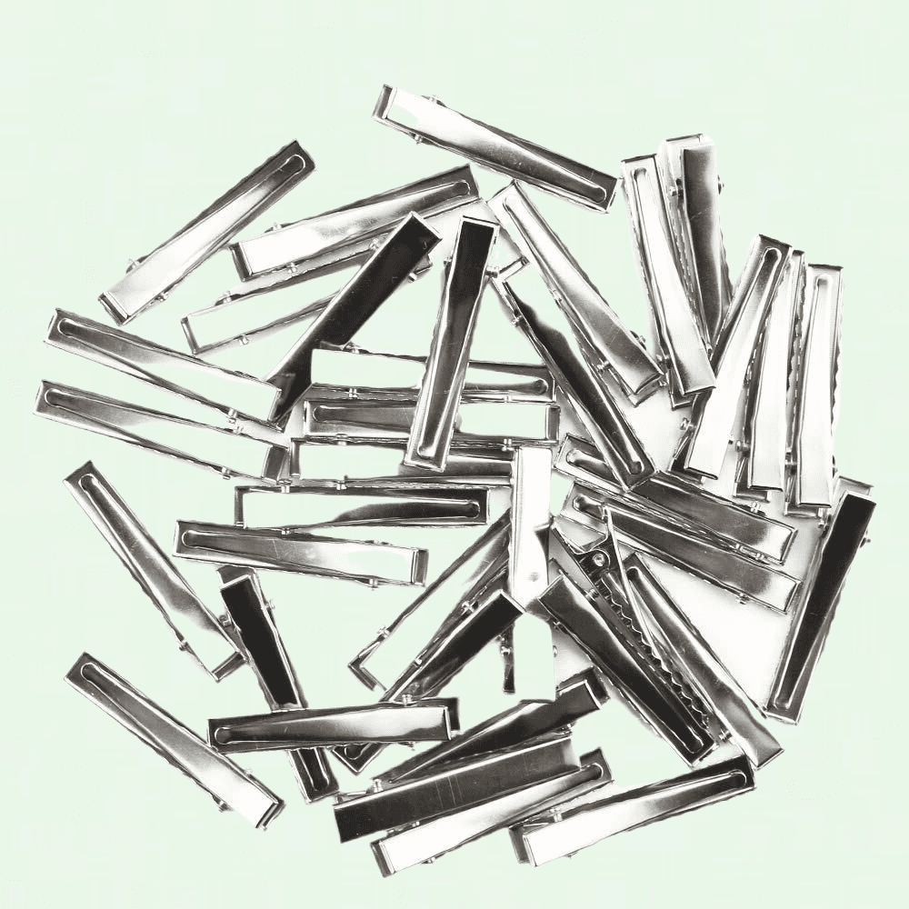 100 Pcs Silver Section Clips, 4.5cm Single Prong Ring Clips, Metal Alligator Pin Clips for Hair Extensions