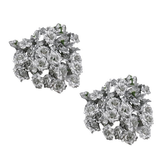 TAILTOSS 100Pcs Plated Silver Silk Rose Flower Embellishment for DIY Wedding Centerpieces and Flower Wall