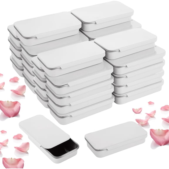 100 Pcs Slide Top Tin Containers, Empty Mini Metal Tin for Lip Balm, Jewelry, Candies,Pills, Small Crafts