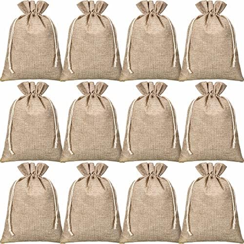100 Pcs Small Burlap Bags with Drawstring Reusable Burlap Gift Bags Linen Treat Sacks for Wrapping Birthday Wedding Party Favor Jewelry Pouch DIY Craft(5 x 7 Inch)