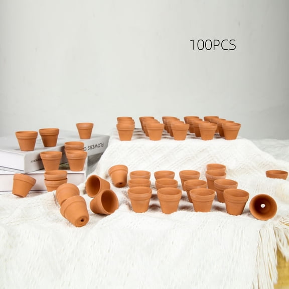 100 Pcs Small Mini Clay Planter- 1.3 inch Terracotta Planter Ceramic Pottery Planter Terra Cotta Flower Pot Succulent Nursery Planter Great for Windowsill, Cactus Plant, Crafts