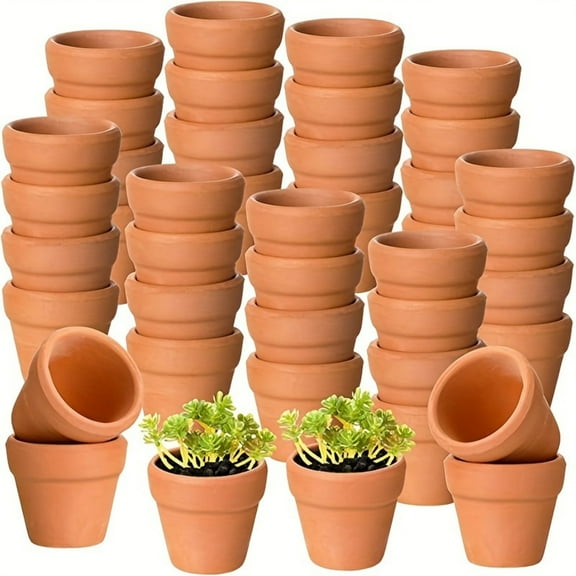 100 Pcs Small Mini Clay Planter- 1.3 inch Terracotta Planter Ceramic Pottery Planter Terra Cotta Flower Pot Succulent Nursery Planter Great for Windowsill, Cactus Plant, Crafts
