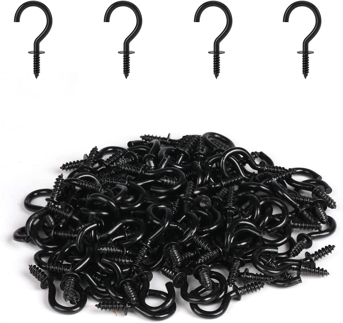 100 Pcs Small Screw Hooks, 1/2 Inch Black Mini Screw in Jewelry