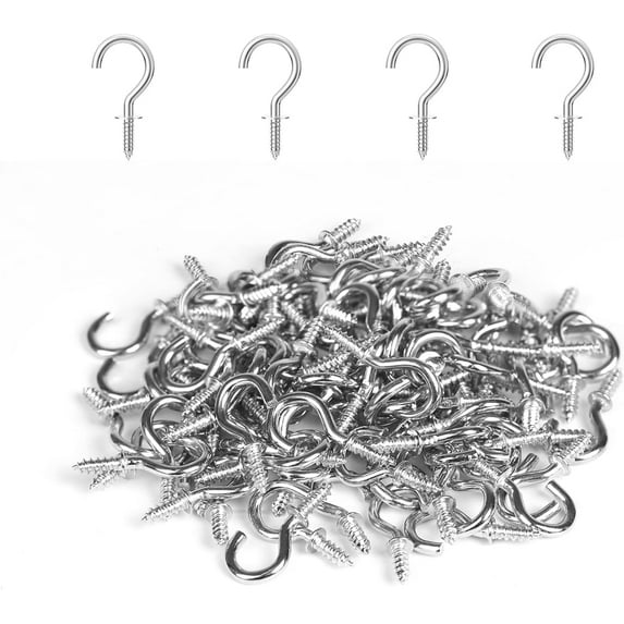 100 Pcs Small Screw Hooks, 1/2 Inch Mini Screw in Jewelry Hooks Tiny Metal Cup Hooks Screw in Wall Hooks Ceiling Hooks for Crafts Keys Plants String Lights Decors