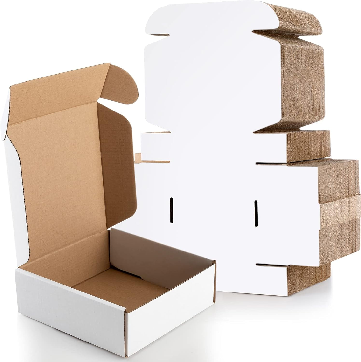 100 Pcs Small White Shipping Boxes 6x6x2 Inches Corrugated Cardboard ...