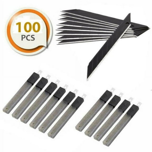 100 Pcs Snap Off 9mm Ultra Black Utility Cutter Blades 30 Degree for OLFA Cutter