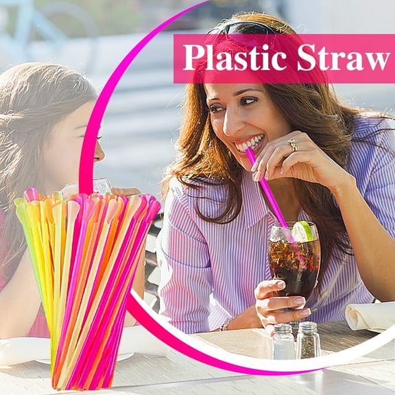 100 Pcs Snow Cone Spoon Straws Flexible Plastic Straws Flexible Disposable Drinking Straws Disposable Plastic Sip Stir Sticks